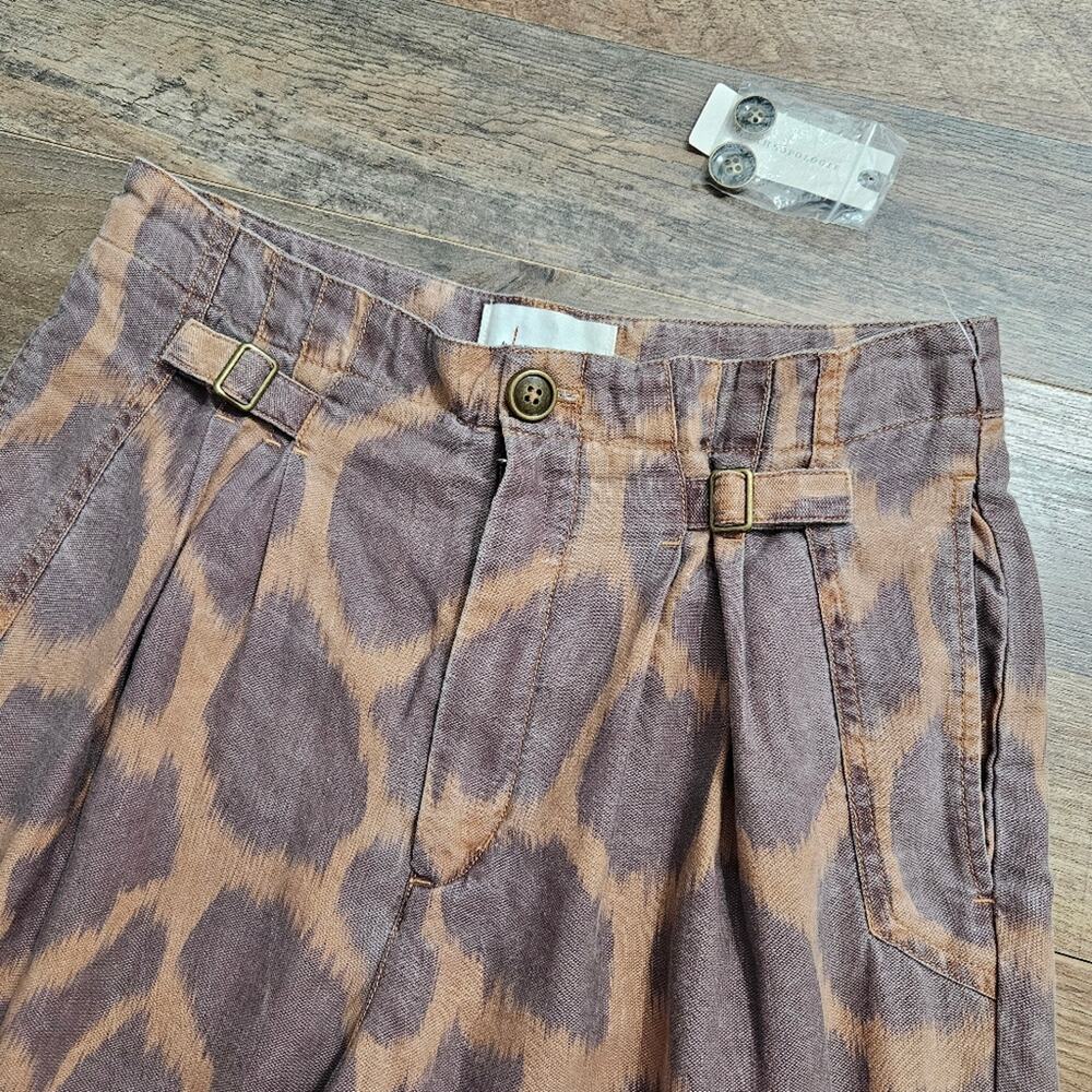 New By Anthropologie Leopard Print Jogger Pants Size 4 High Rise Zip Cuffs Baggy - Picture 4 of 14
